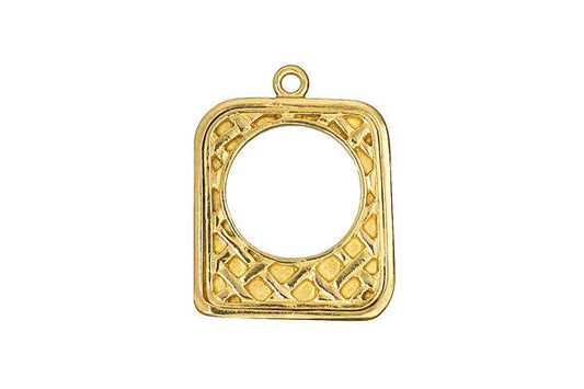 Brass Latticework Frame Pendant, 23.0x17.5mm