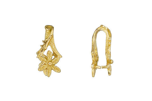 Brass Leaf Pinch Bail, 18.0x8.0mm