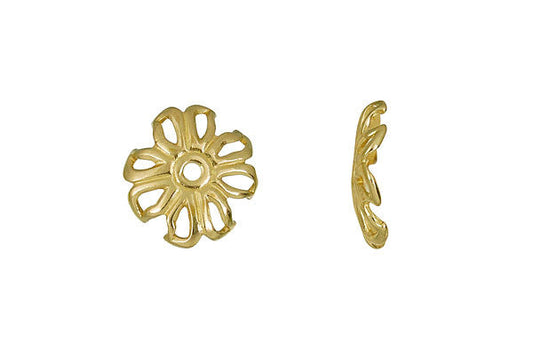 Brass Open Leaf Square Bead Cap, 12.0mm