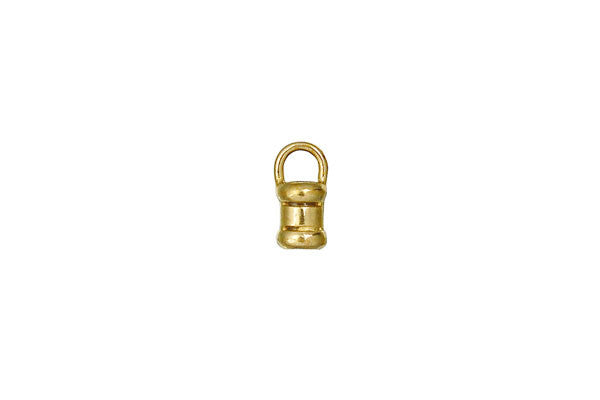 Brass Plain Shiny End Cap Crimps, 9.0x4.0mm