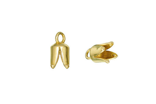 Brass Round Pronged Cord Ends, 11.5x5.5mm