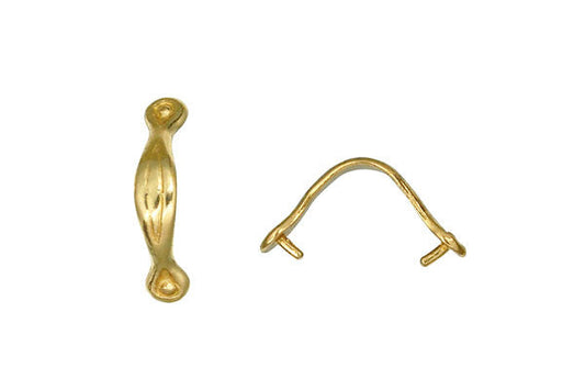 Brass Small Teardrop Engraved Pinch Bail, 10.5x4.0mm