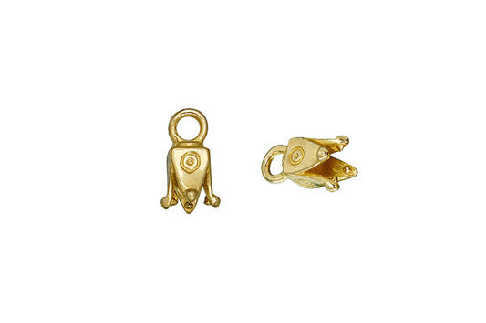 Brass Square Pronged Cord Ends, 10.5x4.5mm