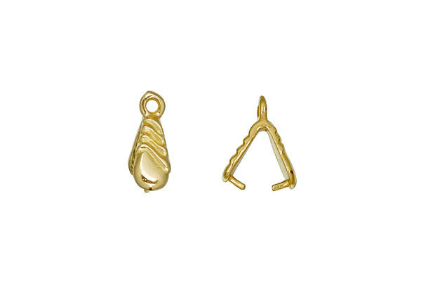 Brass Striped Pinch Bail, 11.0x4.0mm