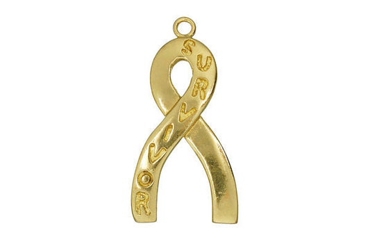 Brass Survivor Ribbon Charm, 32.0x19.0mm