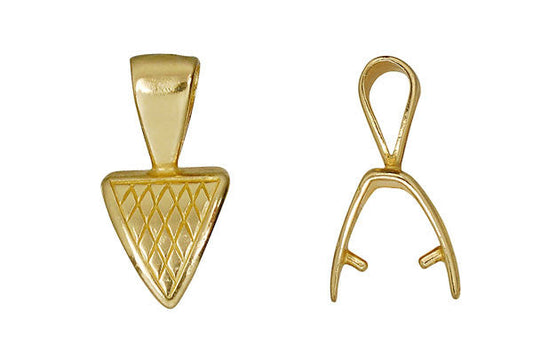 Brass Triangle Pinch Bail with Loop, 23.0x11.5mm