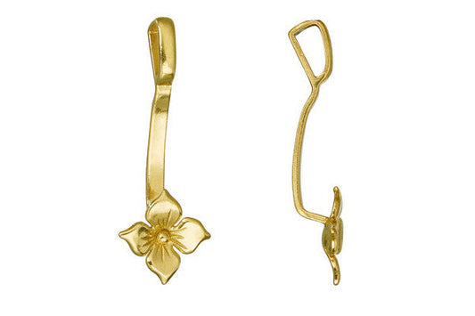 Brass Tropical Flower Stone Hanger, 42.0x15.0mm