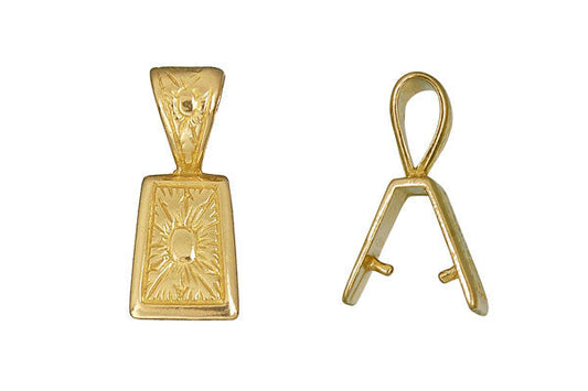 Brass Wildflower Trapezoid Pinch Bail, 21.0x9.0mm