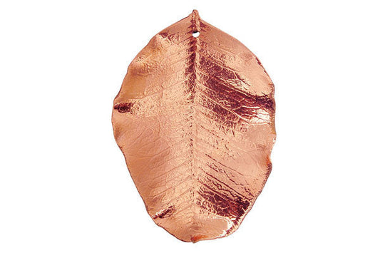 Copper Carob Leaf Pendant, 30.0-40.0mm, 1 Piece, Pendant for Jewelry Making