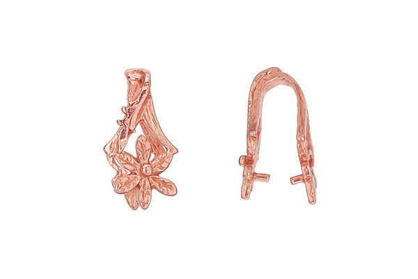 Copper Leaf Pinch Bail, 18.0x8.0mm