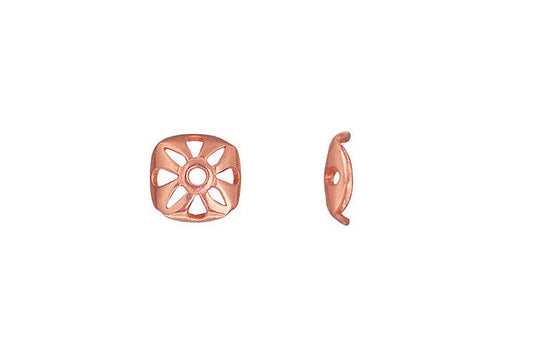 Copper Open Flower Square Bead Cap, 9.0mm