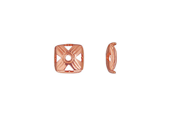 Copper Open Heart Square Bead Cap, 8.5mm