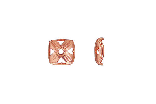 Copper Open Heart Square Bead Cap, 8.5mm