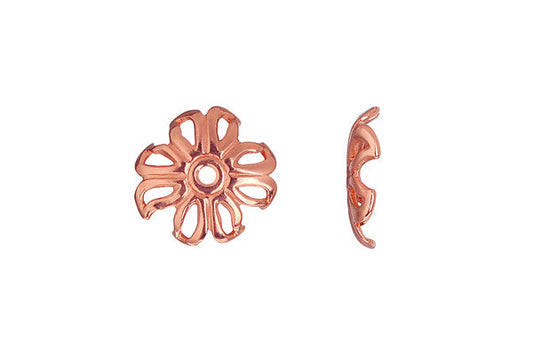 Copper Open Leaf Square Bead Cap, 12.0mm