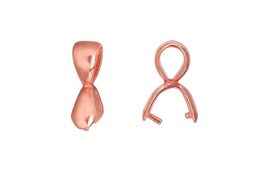 Copper Plain Pinch Bail with Top Loop, 16.5x5.0mm