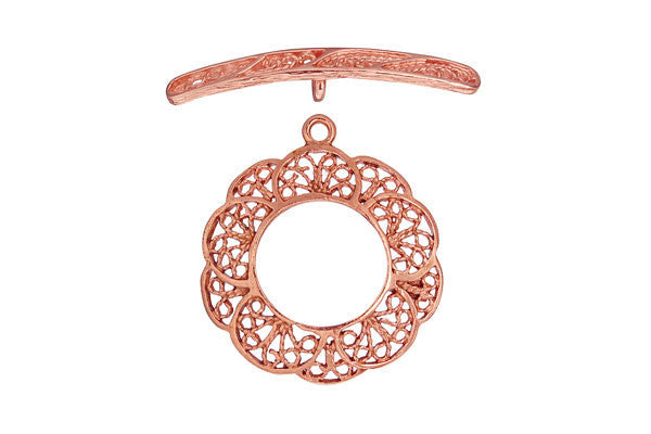 Copper Round Filigree Toggle Clasp, 23.0mm