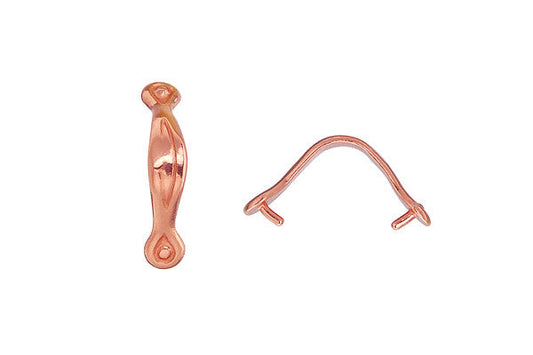 Copper Small Teardrop Engraved Pinch Bail, 10.5x4.0mm