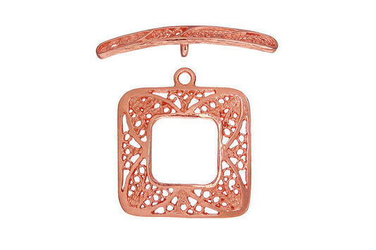Copper Square Filigree Toggle Clasp, 22.0mm