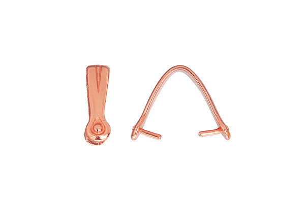 Copper Teardrop Engraved Pinch Bail, 13.0x9.0mm