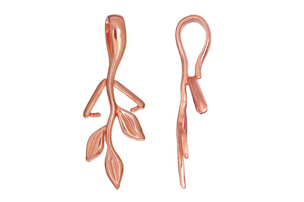 Copper Triple Leaf Pinch Bail, 33.0x13.0mm