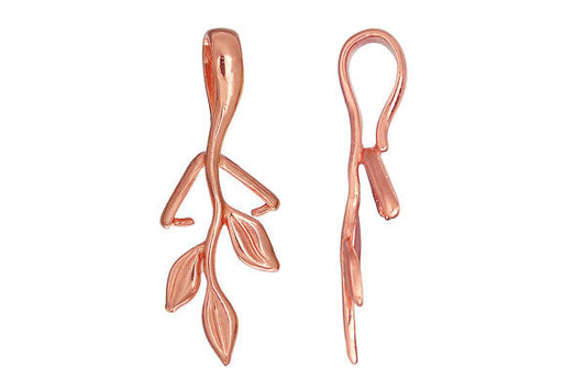 Copper Triple Leaf Pinch Bail, 33.0x13.0mm