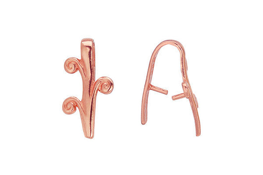 Copper Triple Swirl Pinch Bail, 18.0x9.0mm