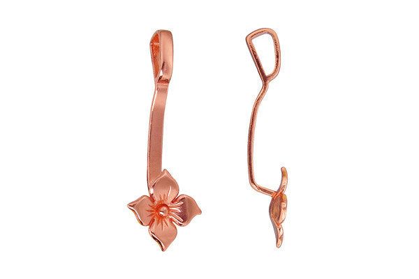 Copper Tropical Flower Stone Holder, 42.0x15.0mm