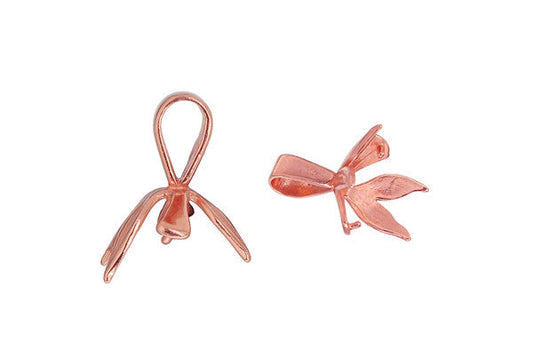 Copper Two Sided Leaf Pinch Bail, 15.0x3.5mm