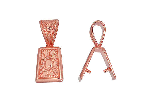 Copper Wildflower Trapezoid Pinch Bail, 21.0x9.0mm