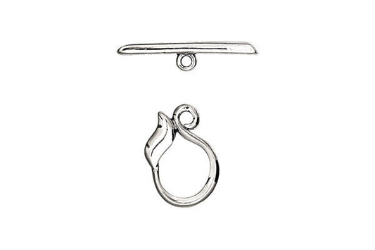 Sterling Silver Bean Sprout Toggle Clasp, 16.0mm