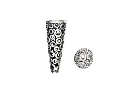 Sterling Silver Circle Lattice Cone, 24.0x7.0mm