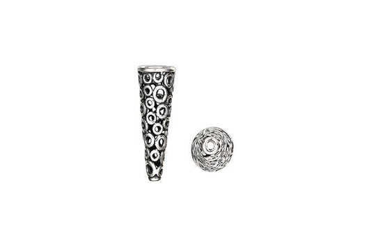 Sterling Silver Circle Lattice Cone, 19.0x4.0mm