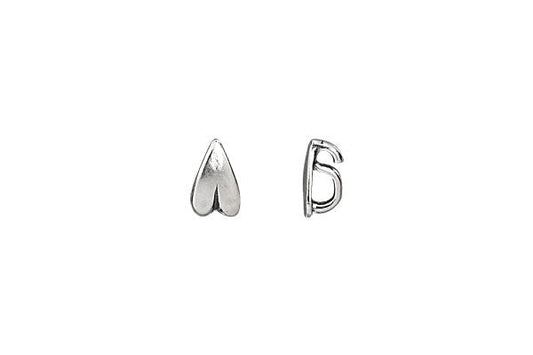 Sterling Silver Heart Necklace Bail, 8.0x5.5mm