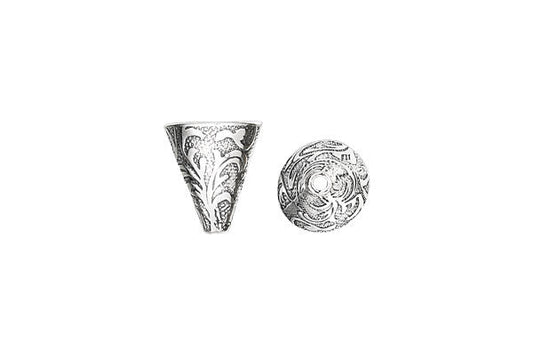 Sterling Silver Jacquard Print Cone,12.0x10.0mm