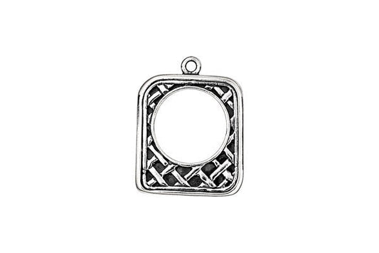 Sterling Silver Latticework Frame Pendant, 23.0x17.5mm