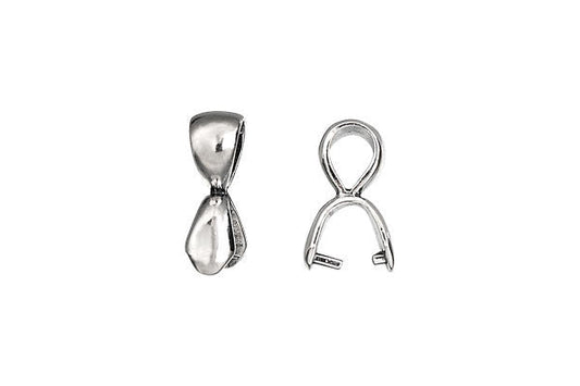 Silver-Plated Plain Pinch Bail with Top Loop, 16.5x5.0mm
