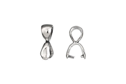 Sterling Silver Plain Pinch Bail with Top Loop, 16.5x5.0mm
