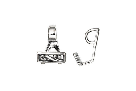Sterling Silver Scroll Stone Hanger, 18.0x13.0mm