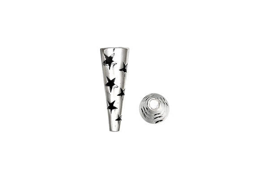 Sterling Silver Stars Cone, 19.0x6.0mm