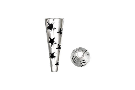 Sterling Silver Stars Cone, 24.0x8.5mm