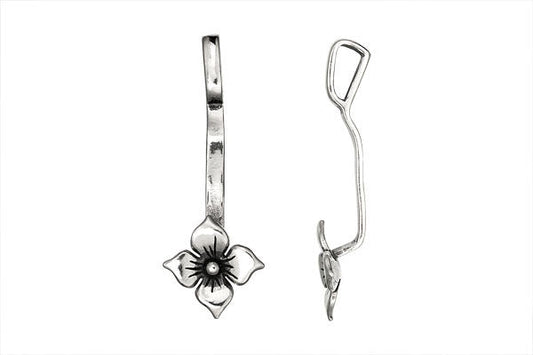 Sterling Silver Tropical Flower Stone Hanger, 42.0x15.0mm
