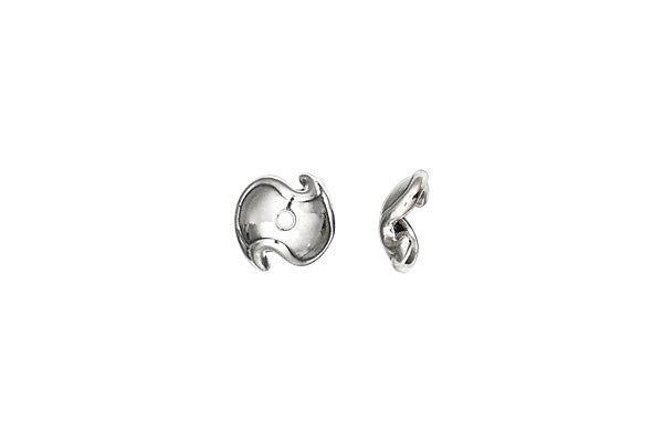 Sterling Silver Wavy Bead Cap, 9.0mm