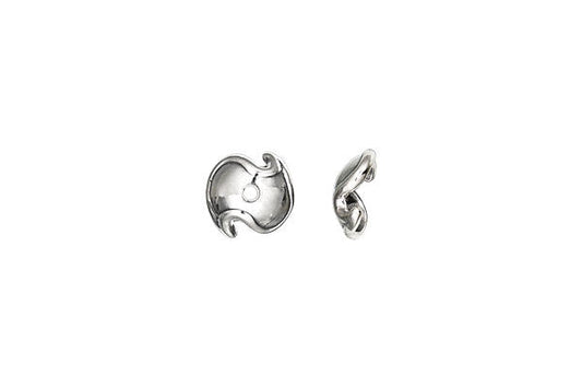 Sterling Silver Wavy Bead Cap, 9.0mm