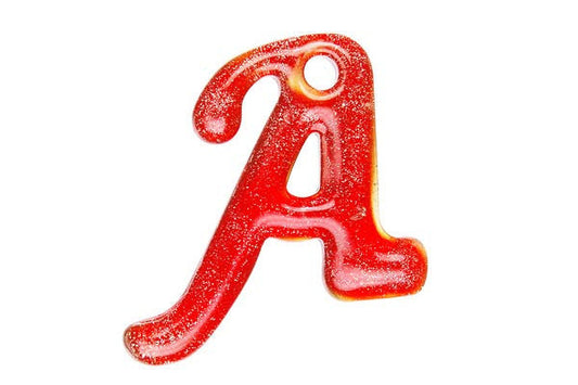 Murano Foil Glass Alphabet A Pendant, 44x54mm, 1 Piece, Pendant for Jewelry Making