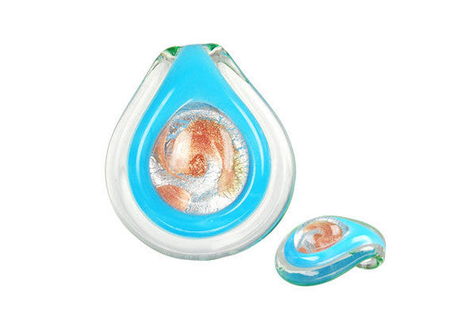Murano Foil Glass Coin Eye Pendant, 34x38mm, 1 Piece, Pendant for Jewelry Making