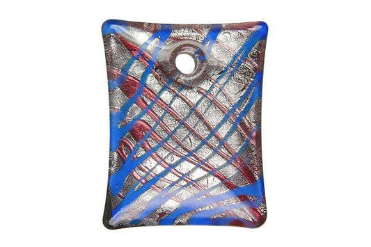 Murano Foil Glass Flat Rectangle Pendant, 33x44mm, 1 Piece, Pendant for Jewelry Making