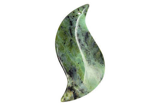 Green Zebra S Shaped Leaf Pendant, 25x45mm, 1 Piece, Pendant for Jewelry Making