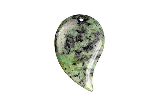 Green Zebra Comma Pendant, 25x40mm, 1 Piece, Pendant for Jewelry Making