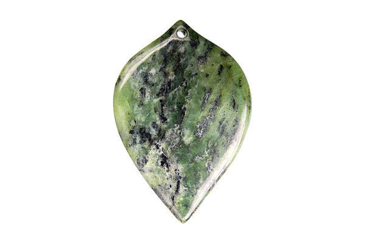 Green Zebra Heart Leaf Pendant, 30x45mm, 1 Piece, Pendant for Jewelry Making