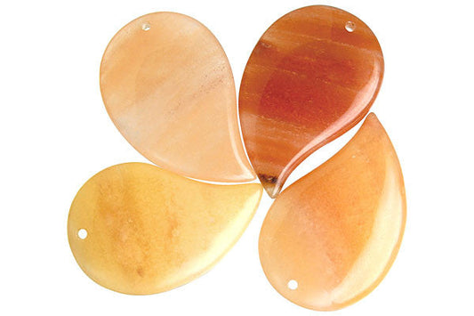 Peach Aventurine Comma Pendant, 25x40mm, 1 Piece, Pendant for Jewelry Making